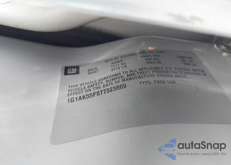 2007 Chevrolet Cobalt Ls z USA, uszkodzony, nr VIN 1G1AK55F077323869